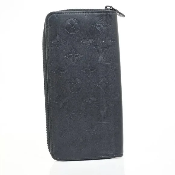 LOUIS VUITTON Vertical Long Zippy Wallet Monogram Shadow Black M62902 62FB267